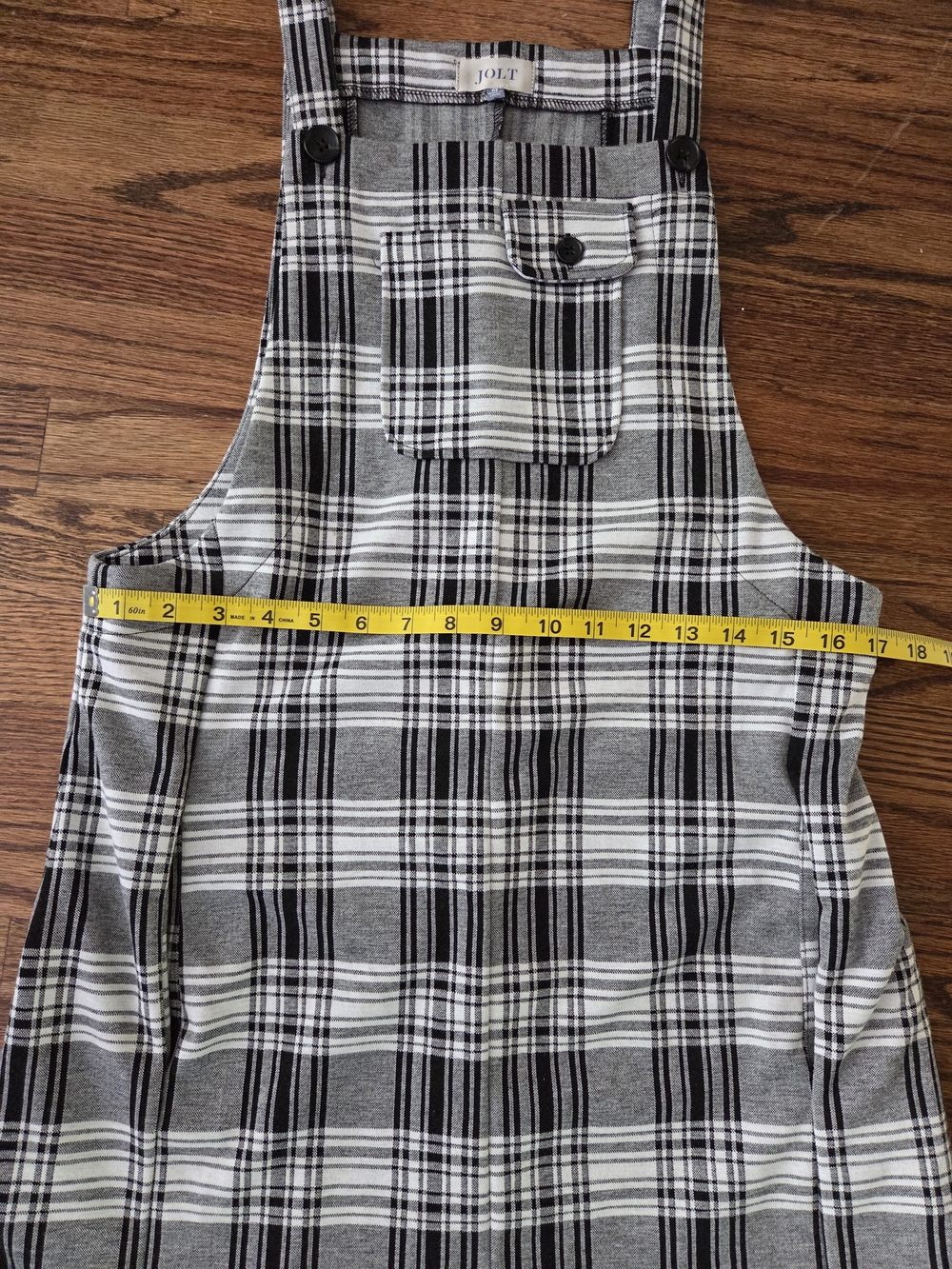 Jolt Black & White Plaid Overall Pinafore Size M - Picture 6 of 8